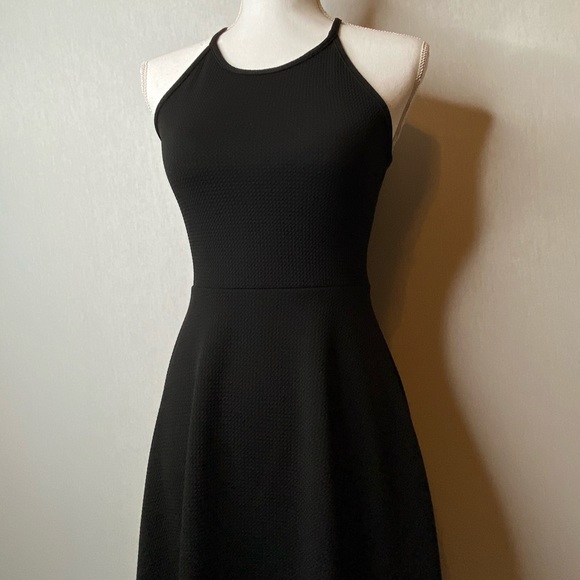 black halter neck skater dress